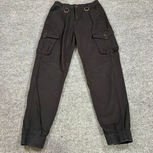 American Bazi Womens Cargo Jogger Pants Size L Black D-Ring Pockets Streetwear
